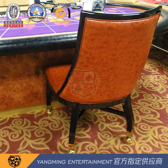 Metal Pulley Foot Simulation Leather Hotel Club Dining Chair Texas Poker Table Player Chair Ym