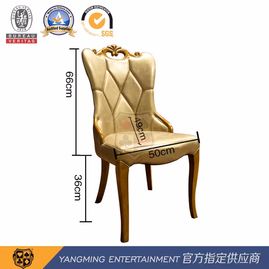 Imitation Leather Hotel Club Dining Chair Oak Handle Poker Casino Table and Chair Ym