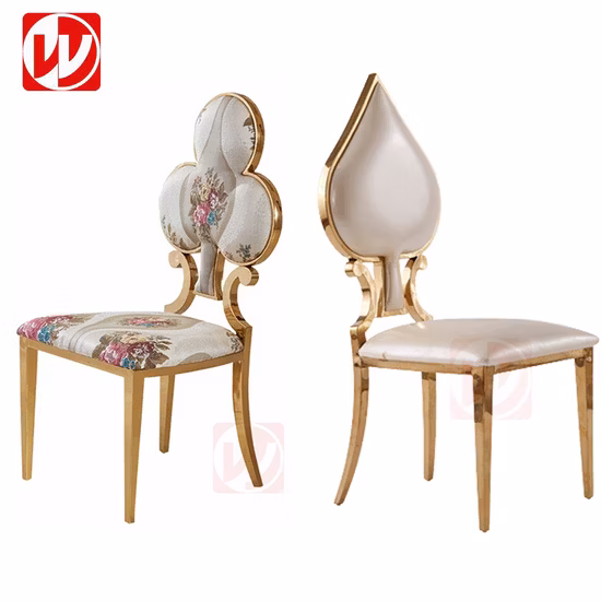 Elegant Modern Stainless Steel Dining Furniture Metal Gold Home Hotel Banquet Poker Diamond Back Dining Chairs