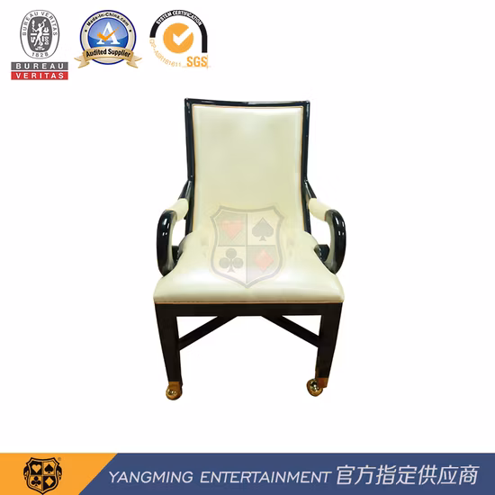 Southeast Asia Style Stainless Steel Pulley Solid Wood Hotel Dining Chair Baccarat Poker Table Player Chair Ym